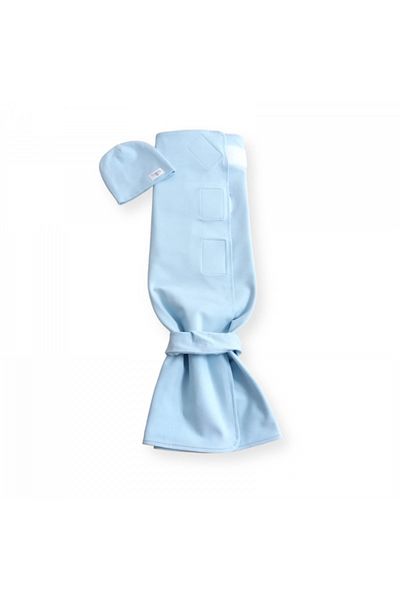 OEM Swaddling Blanket + Baby Hat Baby Blue