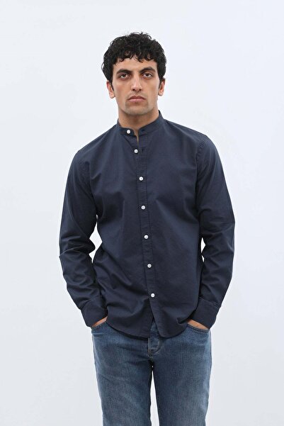 SHIRTSPRO قميص بولو بأكمام طويلة وياقة ماو وقصّة عادية من shirtpro
