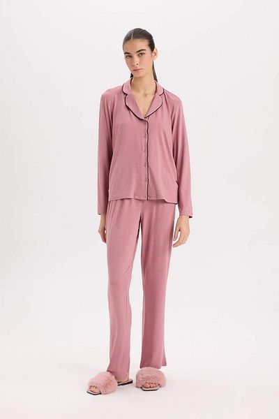 DeFacto Pajama Sets Regular Fit Long Sleeve Top Long Bottom-Fall in Love E1804Ax24Wn