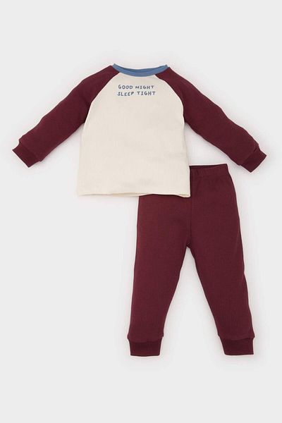 DeFacto Baby Boy Pajamas Set - Printed, Long Sleeve, Ribbed, Camisole, Top Elastic Waist