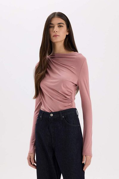 DeFacto Bluză de bază cu mânecă lungă, cu decolteu barcă, slim fit D5300AX24AU