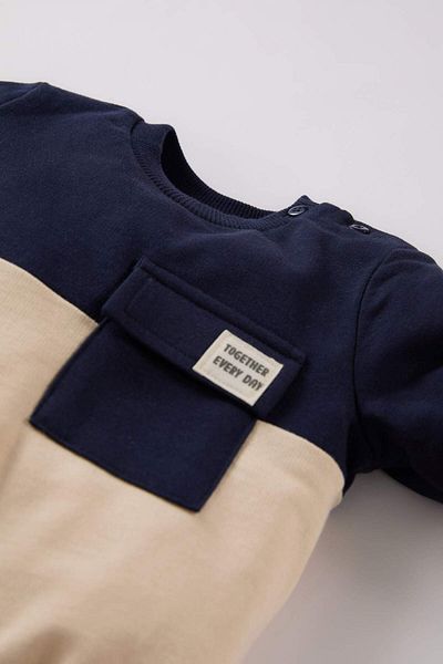 DeFacto Baby Boy Crew Neck Color Block Soft Feather Inside Sweatshirt A9753A524Wn
