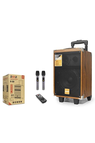 BAAB BQ8 Bluetooth Hoparlör FM Radyo 8 İnç USB TF AUX Çift Mikrofonlu Kumanda...