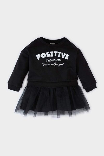 DeFacto Baby Girl Printed Long Sleeve Tutu Skirt Sweatshirt Dress D7430A524Wn