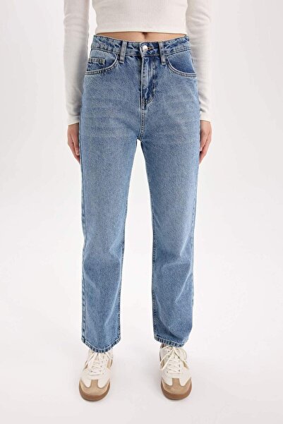 DeFacto Straight Fit High Waist Ankle Length Jeans Washable Pants E3415Axns