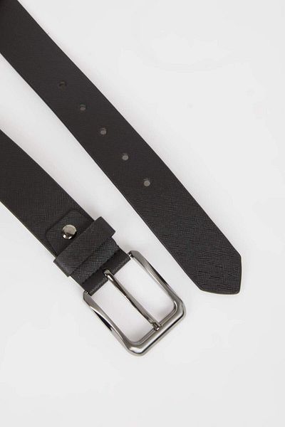 DeFacto Men's Rectangular Buckle Faux Leather Jean Belt S4304Azns