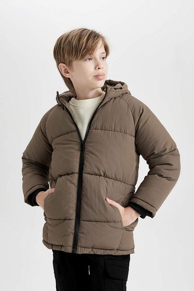 DeFacto Boy Water Repellent Hooded Fleece Lined Coat C9046A824Wn