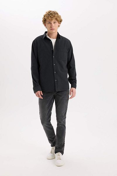DeFacto Regular Fit Striped Cotton Long Sleeve Shirt E1944Ax24Au