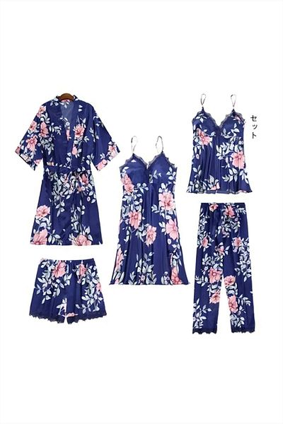 Generic Loose and comfortable lace suspender five-piece home clothes underwear