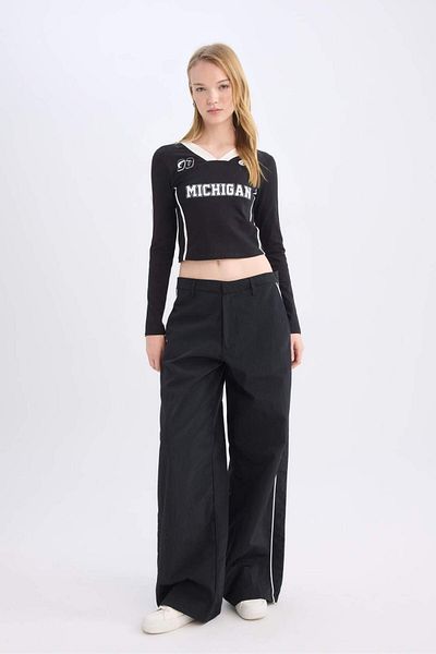 DeFacto Coool Wide Leg Wide Loose Leg Pocket Stripe Detail Regular Waist Pants D4404Ax24Au