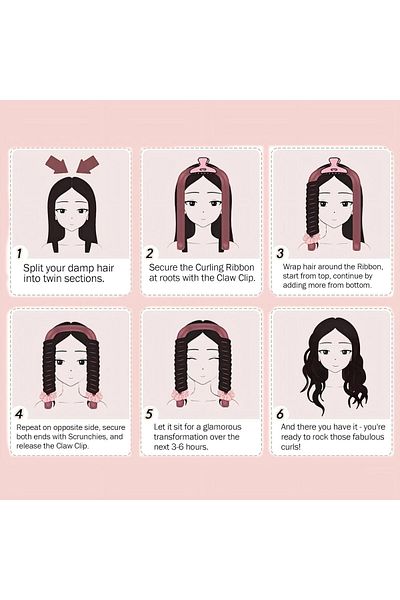 Generic Pink Chinese Simple Curling Iron, Sleeping Curl Foam Wave Curling Iron With Silk Hairband