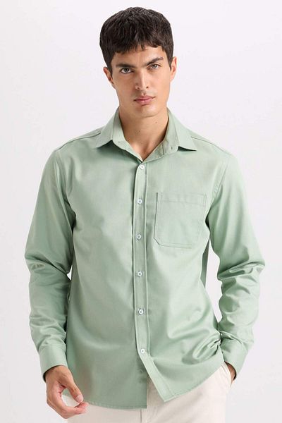 DeFacto Regular Fit Polo Neck Gabardine Long Sleeve Shirt D4934Ax24Au