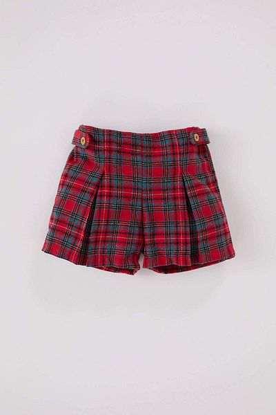 DeFacto 2-teiliges Set für Babys, Mädchen, großes Revers, langärmeliges Oberteil, karierte Shorts D6255a524wn