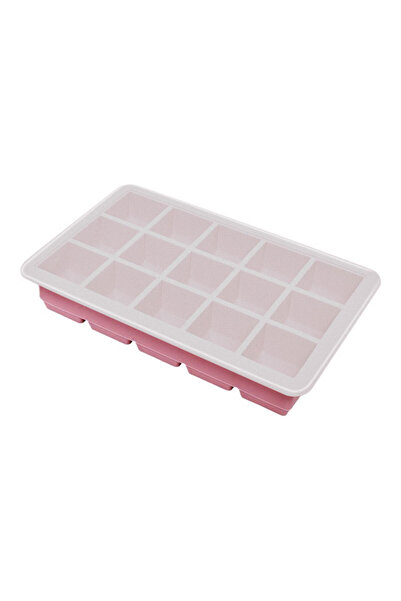 Choice قوالب مكعبات ثلج مرنة من السيليكون بغطاء قابلة للتكديس، 15 تجويفًا ورد...