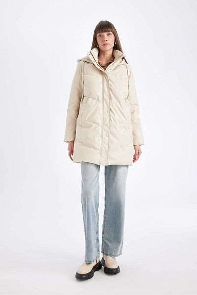 DeFacto Palton gonflabil lung, hidrofug, parka, izolat termic, puffer matlasat cu glugă A0873AX24WN
