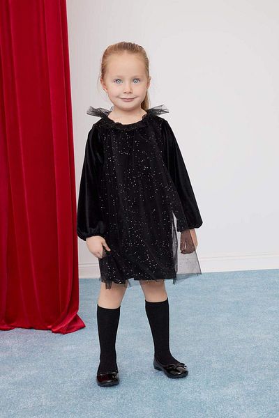 DeFacto Langärmliges, gepunktetes Samtkleid für Babys mit Neujahrsmotiv B3476a524wn