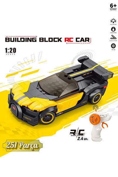 welcomein 1:20 251 Parça Bugatti Model Lego Uyumlu Yapım Bloklu Uzaktan Kumandalı RC Araba +6 Yaş