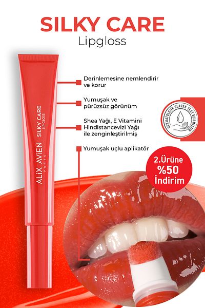 Alix Avien Protective, Moisturizing, Plump Look Lip Gloss - Silky Care Lipgloss 308 Flame Red