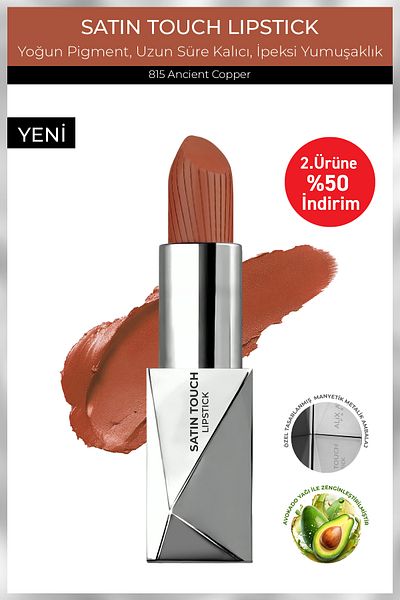 Alix Avien Long Lasting Moisturizing Smooth Effect Semi Matte Lipstick - Satin Touch Lipstick 815 Ancient Copper
