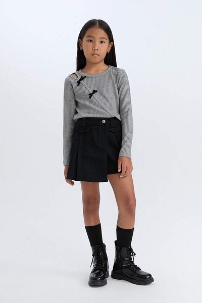 DeFacto Fusta Pantaloni Scurt Gabardina Fata D5239A824WN