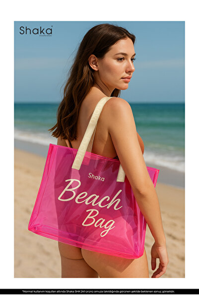 SHAKA Ροζ SHK241 Τσάντα παραλίας, ταξιδιού και πικνίκ με ολόγραμμα με ένα διαμέρισμα από PVC