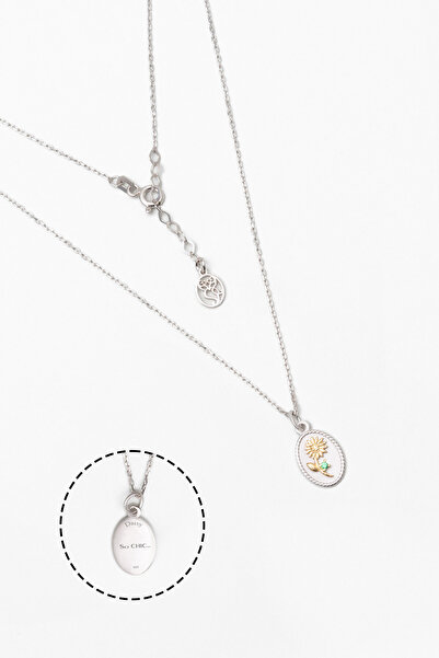 So CHIC... Papatya Aşk Çiçeği 18 Ayar Beyaz Altın Kaplama 43 Cm Gümüş Kolye