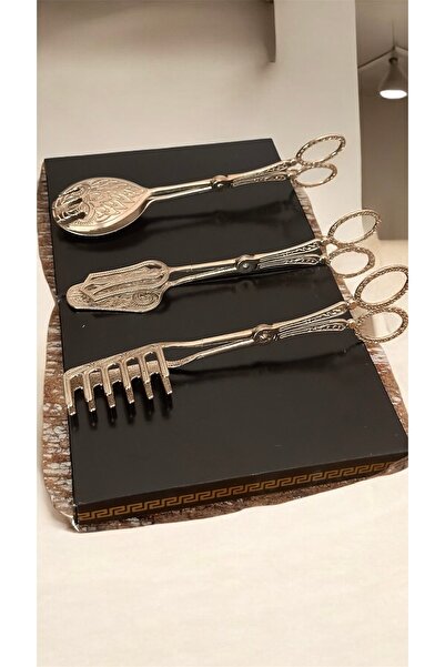 LeesHome Silver Serve - Set of 3 Tongs: Salad, Cake, Pasta