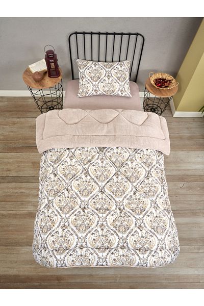 Sudemhome Single Double Sided Luxury Welsoft Elite Quilt Soft Fleece Quilt And Pillowcase Aksu Beige