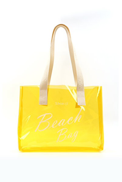 SHAKA Κίτρινη τσάντα παραλίας, ταξιδιού και πικνίκ με ολόγραμμα εκτύπωσης PVC μονής θήκης SHK241