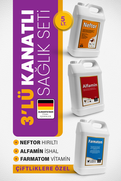 Munich Vet 3lü Set Farmatom Vitamin + Alfamin + Neftor Hırıltı Seti - 5 Litre