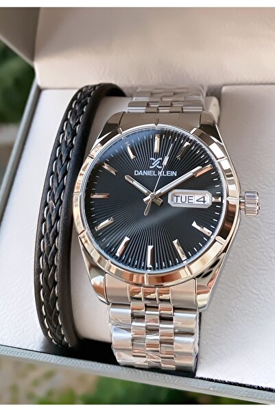 Daniel Klein Silver Color Men's Wristwatch with Bracelet Gift