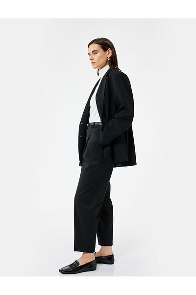 Koton Pantaloni oversize tip țigară cu talie înaltă, cu buzunare și curea