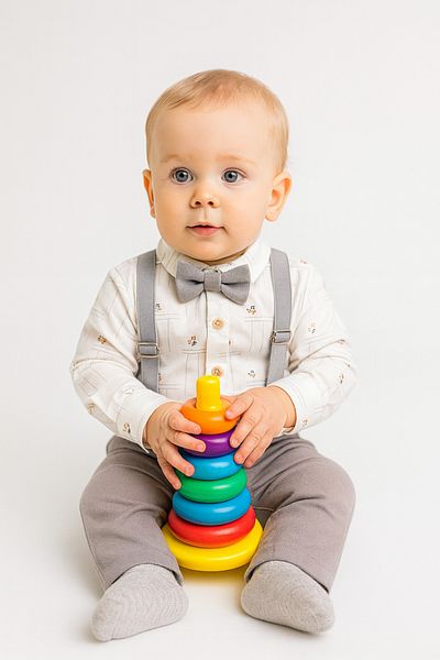 tinytrends Edin Baby Boy Patterned Bodysuit Shirt Pants Salopet Suit Eid