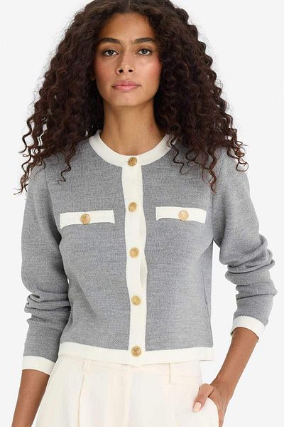 DeFacto Cardigan de bază, simplu, cu nasturi, cu gât de bicicletă, cu croiala obișnuită C1482ax24wn