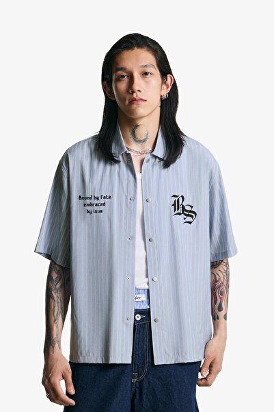 Bershka Kısa kollu nakışlı gömlek