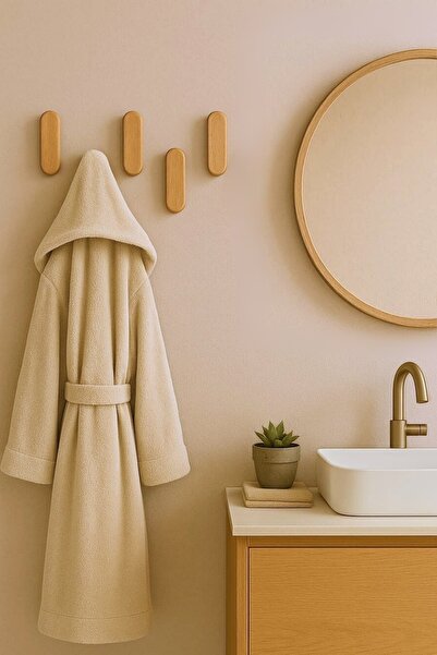 Genel Markalar %100 Masif Ahşap Duvar Askısı | 5'li Set | Doğal ve Şık, Minimal Tasarım | Duvara Monte