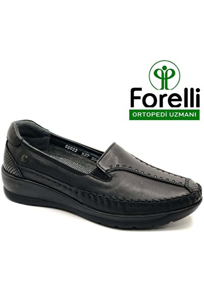 Forelli Lına Hakiki Deri Ortopedik Comfort Kadın Casual Ayakkabı SİYAH