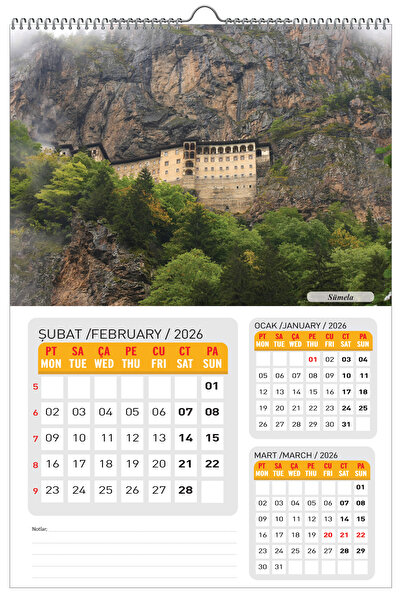 NATURELBASIM 2026 TÜRKİYE MANZARALARI DUVAR TAKVİMİ-PLANLAMALI MODEL SEÇENEĞİ İLE