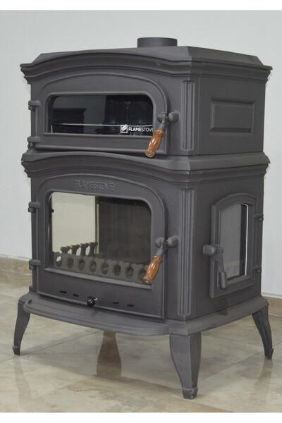 flamestove Altara Premium Lüx 3 Camlı Yan Kapaklı Kuzineli Döküm Soba
