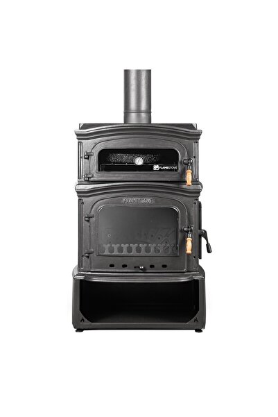 flamestove Altara Premium Lüx 3 Camlı Kuzineli Odunluklu Döküm Soba