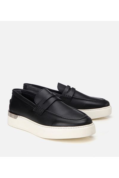 Hotiç Loafer casual elegant din piele pentru bărbați, cu detaliu cu toc negru