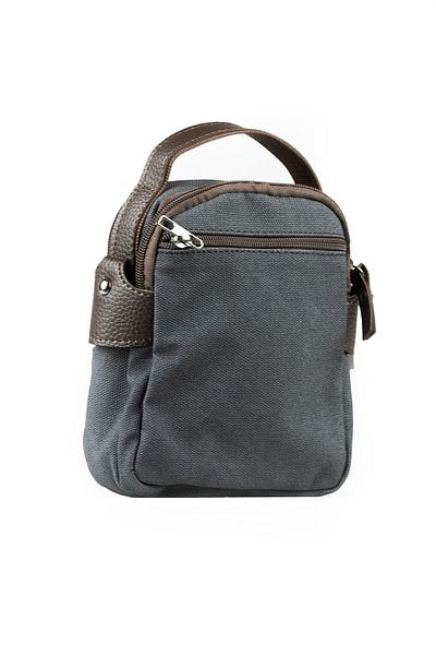 İMAKS Canvas Tarpaulin Fabric Medium Size Leather Detail Men's Daily Hand Shoulder Strap Bag Gray A101