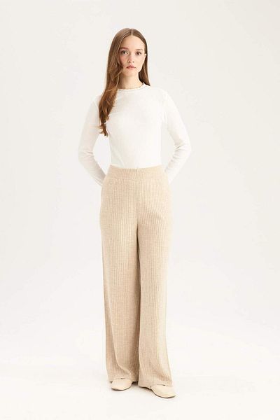 DeFacto Relax Fit Knitwear Pants Wide Loose Leg Basic Plain Flexible Waisted E2940Ax24Wn