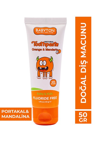 BABYTON Natural Orange and Tangerine Toothpaste - Fluoride Free 50 Gr