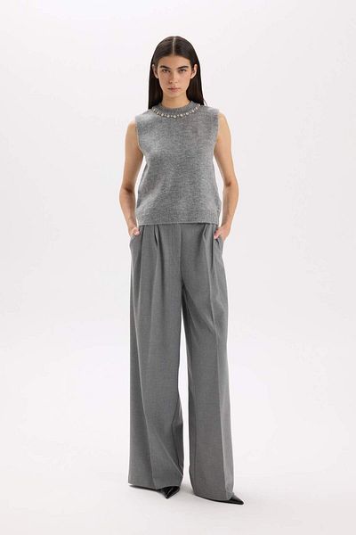 DeFacto Pantaloni de iarnă cu picioare largi, cu buzunare, talie înaltă, picioare largi, lungi, lungime E2772AX24WN