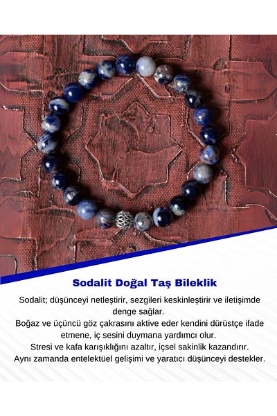 Saff Doğal Taş Certified Sodalite Silver Apparatus Bracelet
