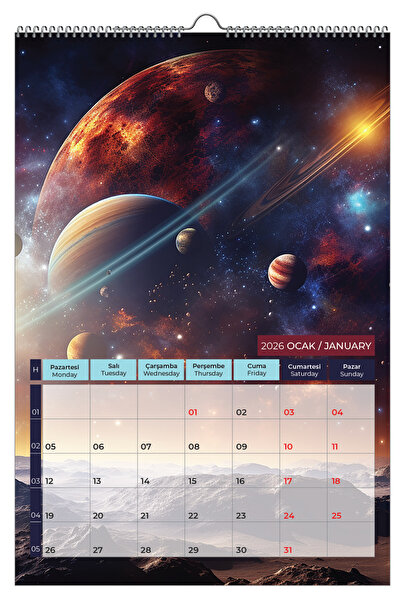 NATURELBASIM 2026 UZAY DUVAR TAKVİMİ-33x48 cm