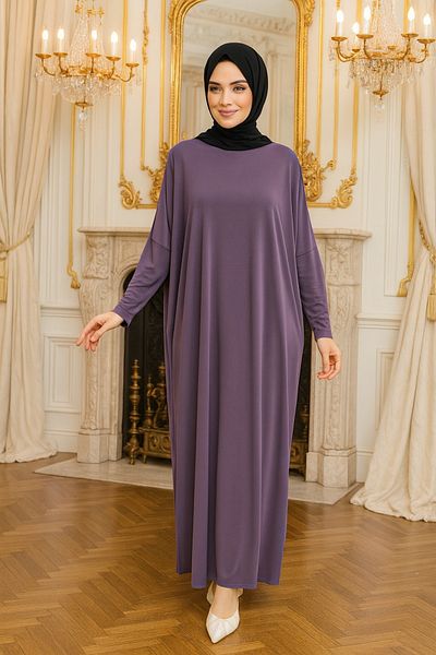 Neva Style Bat Sleeve Rose Dried Hijab Ferace 17801Gk