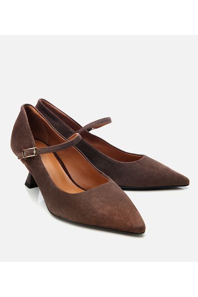 Hotiç Women's Suede Leather Brown Mary Jane Stiletto