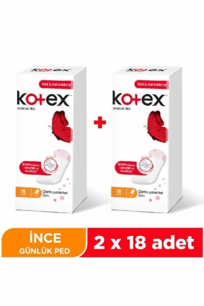 Kotex İnce Günlük Ped Parfümlü 18li 2li Paket
